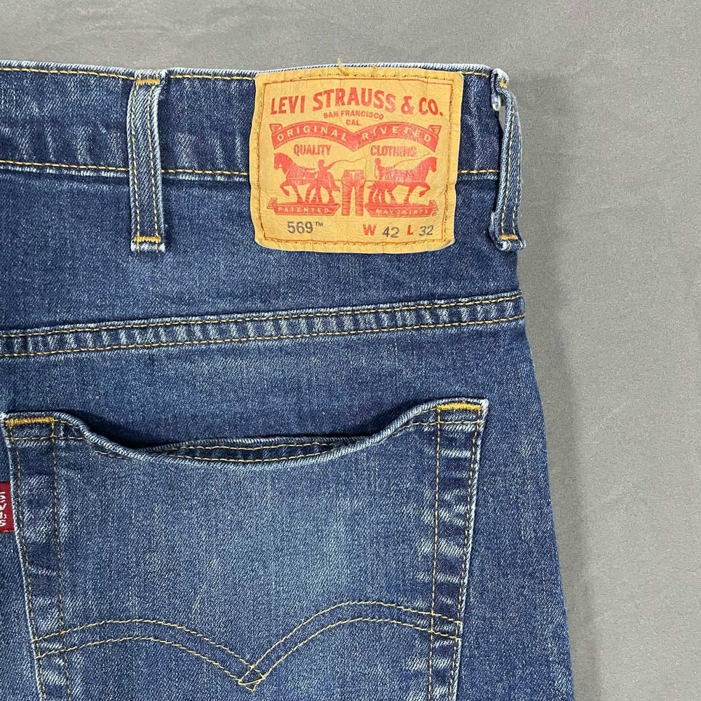 Levis 569 42x32 (44x31) Loose Straight Jeans Mens Blue Denim Medium Wash Baggy‎